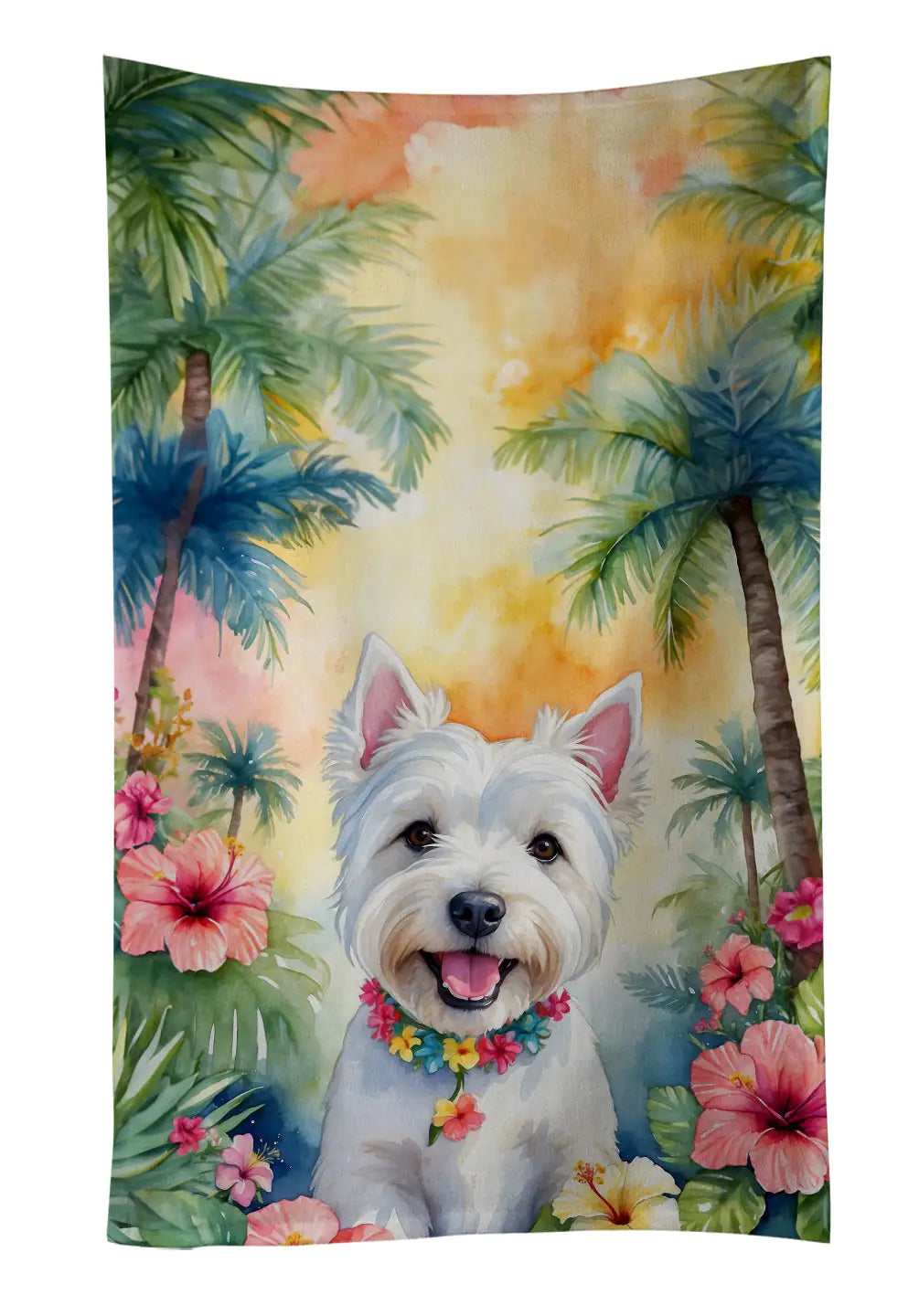 Westie Luau Kitchen Towel