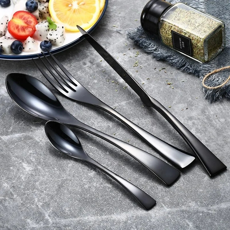 Stainless Steel Black Cutlery Set