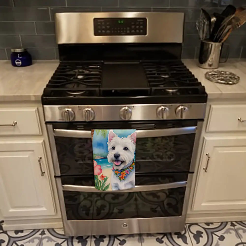 Westie Luau Kitchen Towel