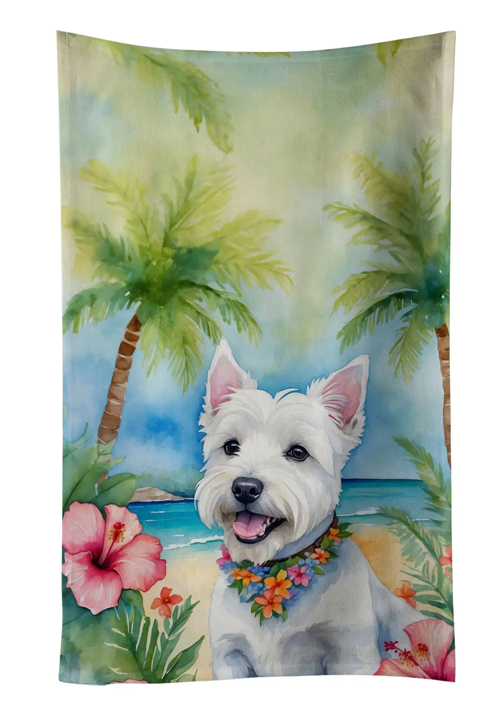 Westie Luau Kitchen Towel