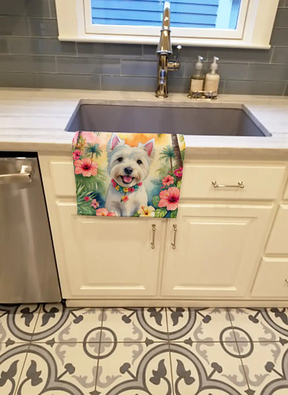 Westie Luau Kitchen Towel