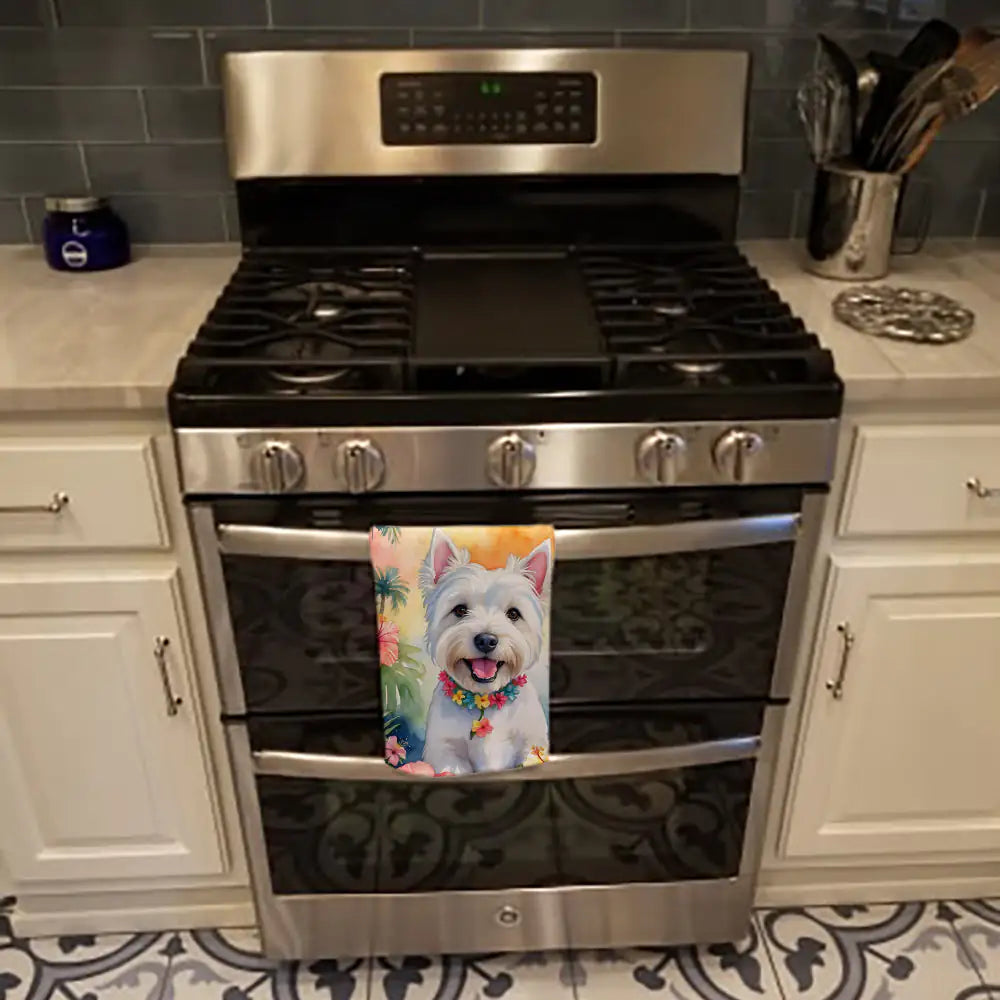 Westie Luau Kitchen Towel